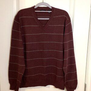 Van Heusen Vintage Men's Sweater V-Neck Pullover Long Sleeves Size L Red